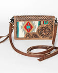 American Darling Cross Body Hand Tooled Saddle Blanket Genuine Leather Western Women Bag Handbag Purse | Crossbody for Cute