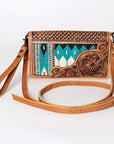 American Darling Cross Body Hand Tooled Saddle Blanket Genuine Leather Western Women Bag Handbag Purse | Crossbody for Cute