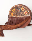 American Darling ADBG846 Canteen Hand Tooled Genuine Leather Women Bag Western Handbag Purse