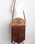 American Darling ADBG846 Canteen Hand Tooled Genuine Leather Women Bag Western Handbag Purse