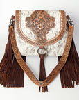 American Darling ADBG851 Messenger Hand Tooled Hair-On Genuine Leather Women Bag Western Handbag Purse