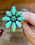 Big Flower ring- size 9 - Sonoran Gold turquoise ring and sterling silver