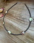 5 Magnesite Lemon Turquoise Choker And Sterling Silver Pearls