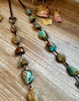 34-Inch Long Turquoise Nugget & Brown Shell Necklace