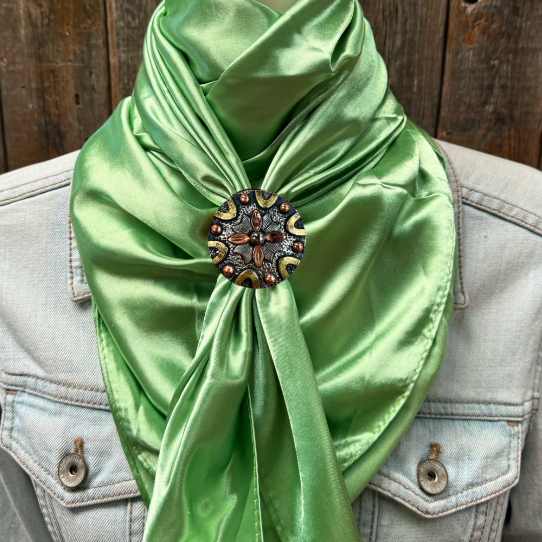 35X35" Solid Lime Wild Rag / Scarf WRS26 - Western Concho Wild Rag Slides - Assorted