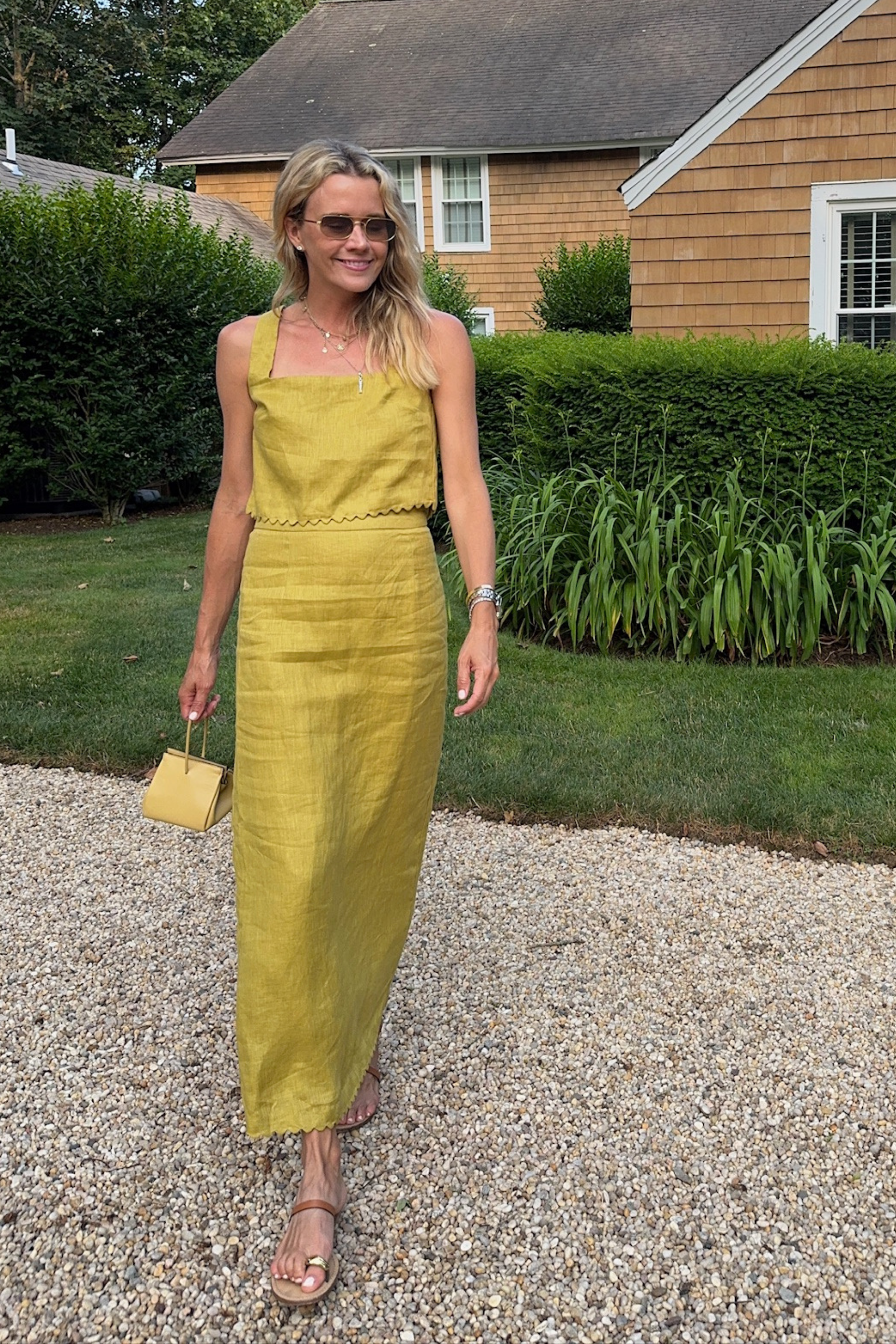 MASON'S DAUGHTER | Ella Scallop Maxi Skirt, Chartreuse Linen