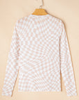 Checker Mesh Long Sleeve Top