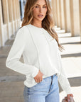 Solid Reverse Seam Crewneck Long Sleeve Top