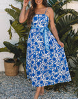 Shelby Floral Spaghetti Strap Maxi Dress with Waist Tie