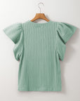 Brynn Textured Flutter Sleeve Top
