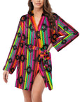 Neon Aztec Women's Long Sleeve Belted Satin Feel Dressing Lounge Robe