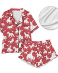Red Bronc Satin Ruffle Western Pajama Set