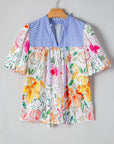Cameron Floral Striped Yoke Blouse