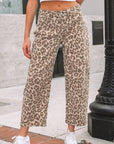 Leopard High Waist Straight Jeans
