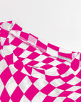 Checker Mesh Long Sleeve Top