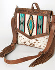 ADBG852B American Darling Hand Tooled Saddle Blanket Hair On Genuine Leather Women Bag Western Handbag Purse