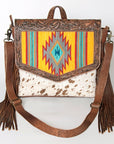 ADBG852C American Darling Hand Tooled Saddle Blanket Hair On Genuine Leather Women Bag Western Handbag Purse