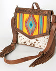 ADBG852C American Darling Hand Tooled Saddle Blanket Hair On Genuine Leather Women Bag Western Handbag Purse