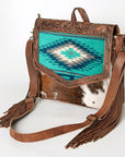 ADBG852D American Darling Hand Tooled Saddle Blanket Hair On Genuine Leather Women Bag Western Handbag Purse