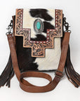 ADBG856A American Darling Hand Tooled Hair On Genuine Leather Women Bag Western Handbag Purse