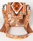 American Darling Cross Body Hand Tooled Saddle Blanket Hair On Genuine Leather Western Women Bag Handbag Purse Crossbody Cute