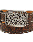 Ariat Kid'S Fillagree Floral Leather Belt Brown