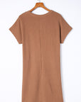 Corded Knit Pocketed T-Shirt Dress
