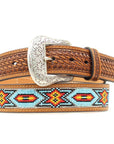 Nocona Mens Basketweave Tabs Aztec Star Bead Inlay