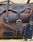 15”W x 10”H x 8”D Leather Duffle Bag 15 Inches