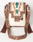 American Darling Cross Body Hand Tooled Saddle Blanket Hair On Genuine Leather Western Women Bag Handbag Purse Crossbody Cute