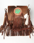 American Darling ADBGZ618 Messenger Hand Tooled Hair-On Genuine Leather Women Bag Western Handbag Purse
