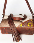 American Darling ADBGZ620 Briefcase Hand Tooled Hair-On Genuine Leather Women Bag Western Handbag Purse