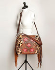 American Darling ADBGZ621 Crossbody Hand Tooled Hair-On Genuine Leather Women Bag Western Handbag Purse