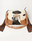 American Darling ADBGZ622 Messenger Hand Tooled Hair-On Genuine Leather Women Bag Western Handbag Purse