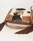 American Darling ADBGZ622 Messenger Hand Tooled Hair-On Genuine Leather Women Bag Western Handbag Purse