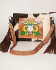 American Darling ADBGZ624 Crossbody Hand Tooled Hair-On Genuine Leather Women Bag Western Handbag Purse