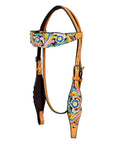 Western Horse Headstall Tack American Leather Tan Hilason