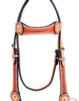 HILASON Western Horse Headstall Tack American Leather Tan | Headstall for Horses Western | Horse Headstall | Western Headstalls for Horses | Headstalls for Horses