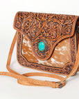 American Darling Small Crossbody Hand Tooled Hair On Genuine Leather Western Women Bag Handbag Purse | for Cute
