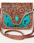American Darling Small Crossbody Hand Tooled Hair On Genuine Leather Western Women Bag Handbag Purse | for Cute