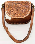 American Darling Messenger Hand Tooled Hair On Genuine Leather women bag western handbag purse