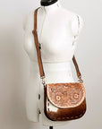 American Darling Messenger Hand Tooled Hair On Genuine Leather women bag western handbag purse