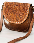 American Darling Messenger Hand Tooled Hair On Genuine Leather women bag western handbag purse