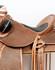 Western Horse Saddle American Leather Wade Ranch Roping Basketweave Brown Hilason