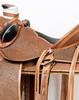 Western Horse Saddle American Leather Wade Ranch Roping Basketweave Brown Hilason