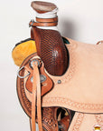 Western Horse Basketweave Saddle American Leather Wade Ranch Roping Brown Hilason