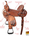 HILASON Flex Tree Western Horse Saddle in American Leather Barrel Trail | for Horses