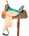 Flex Tree Western Horse Saddle In American Leather Barrel Trail Hilason