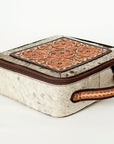 American Darling ADBGA225A Jewelry Case Hand Tooled Hair On Genuine Leather Women Bag Western Handbag Purse