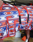 Hilason Horse Fly Sheet Uv Protect Mesh Bug Mosquito Summer Red Aztec